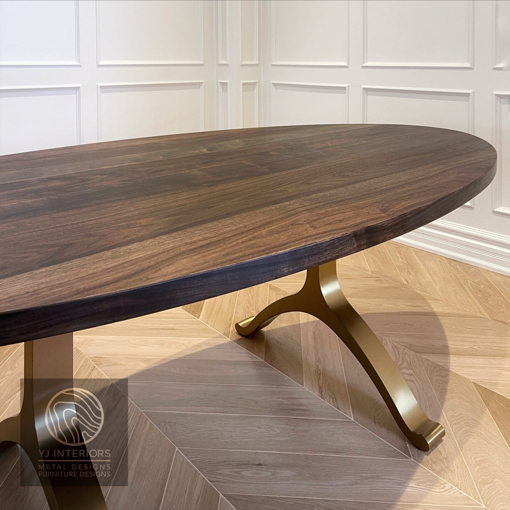 oval bronze wishbone dining table