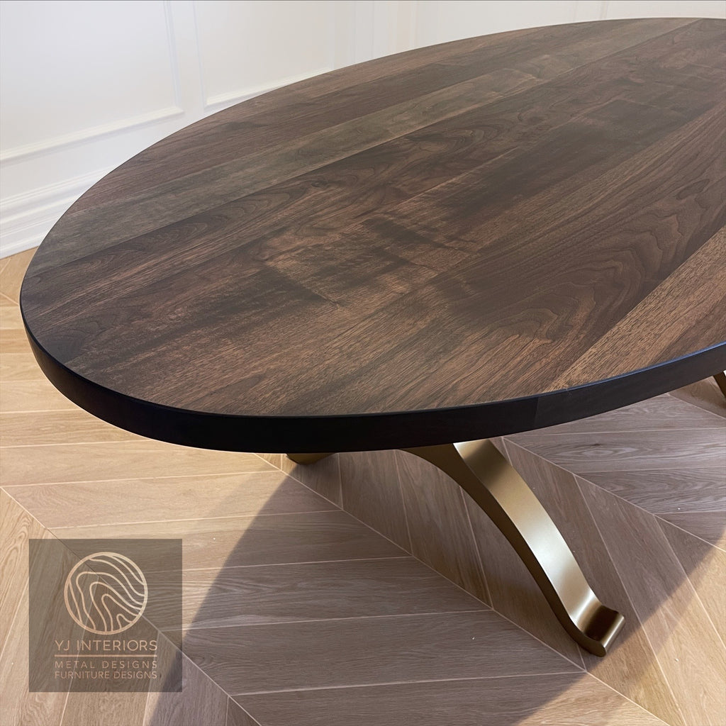 oval bronze wishbone dining table
