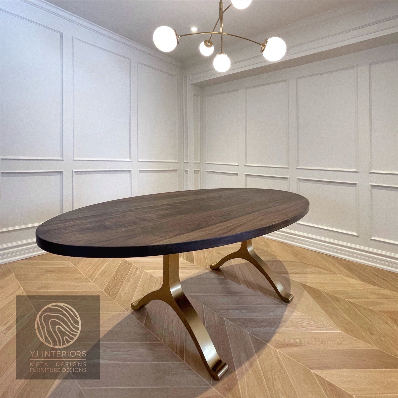 oval bronze wishbone dining table