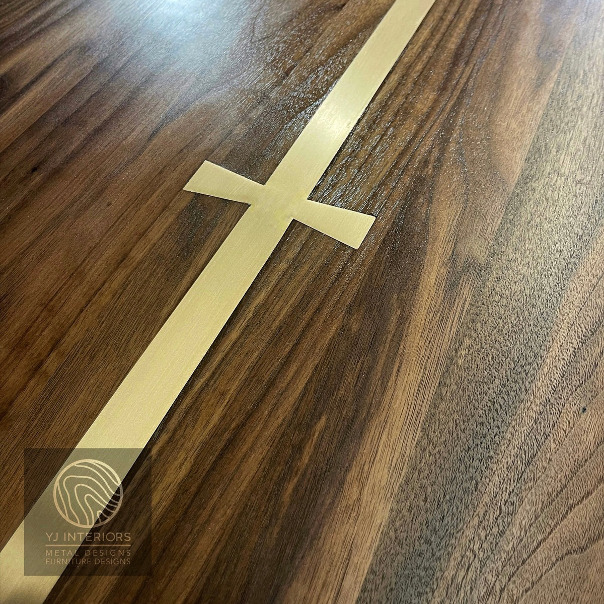 Black Walnut Brass Inlay Wishbone Table