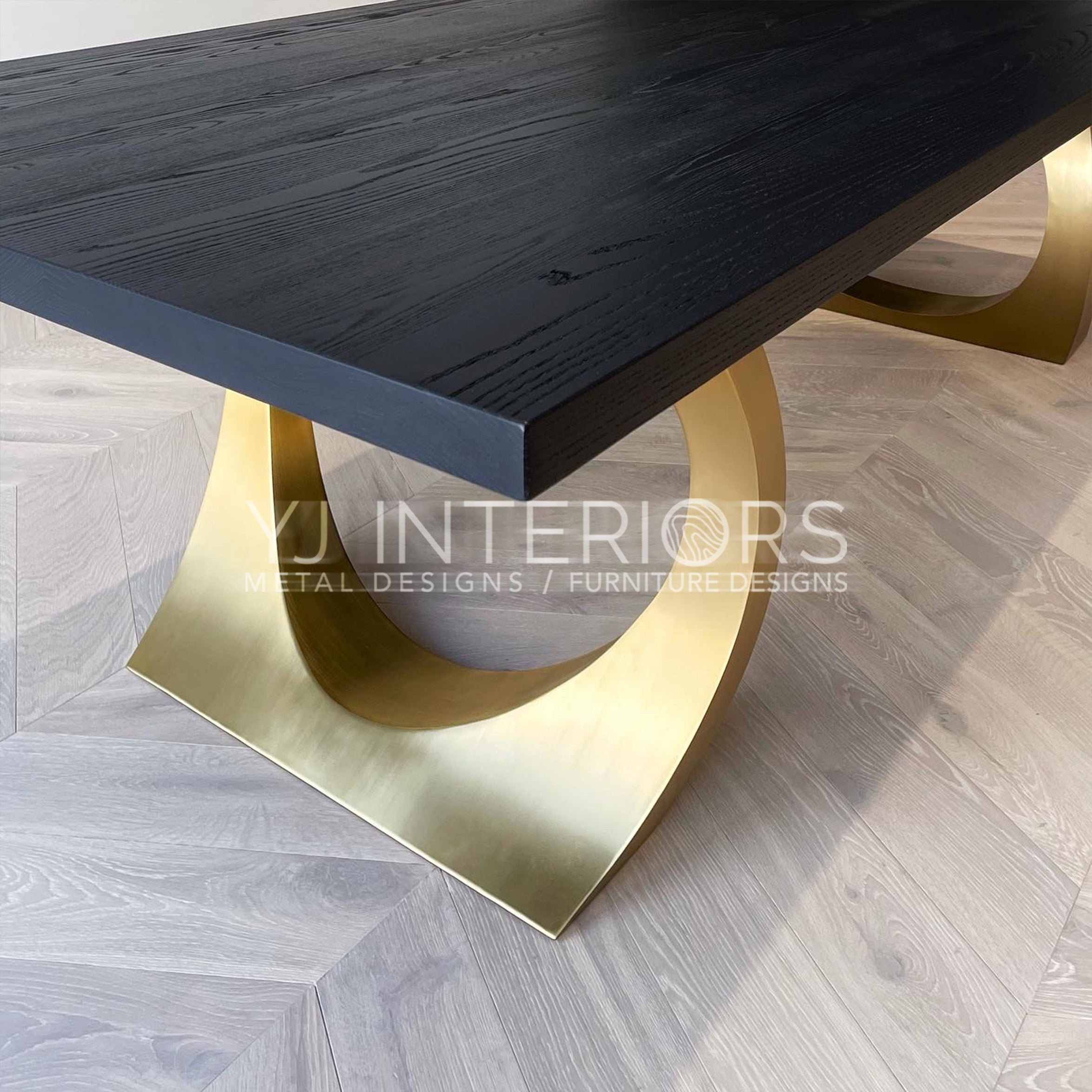 brass black oak table