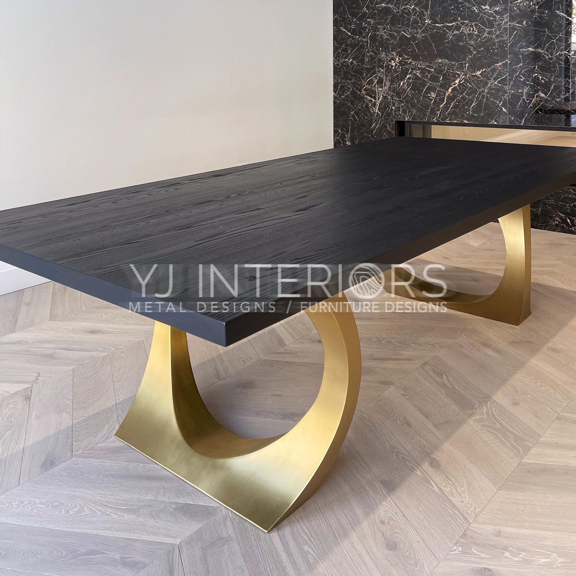 brass black oak table
