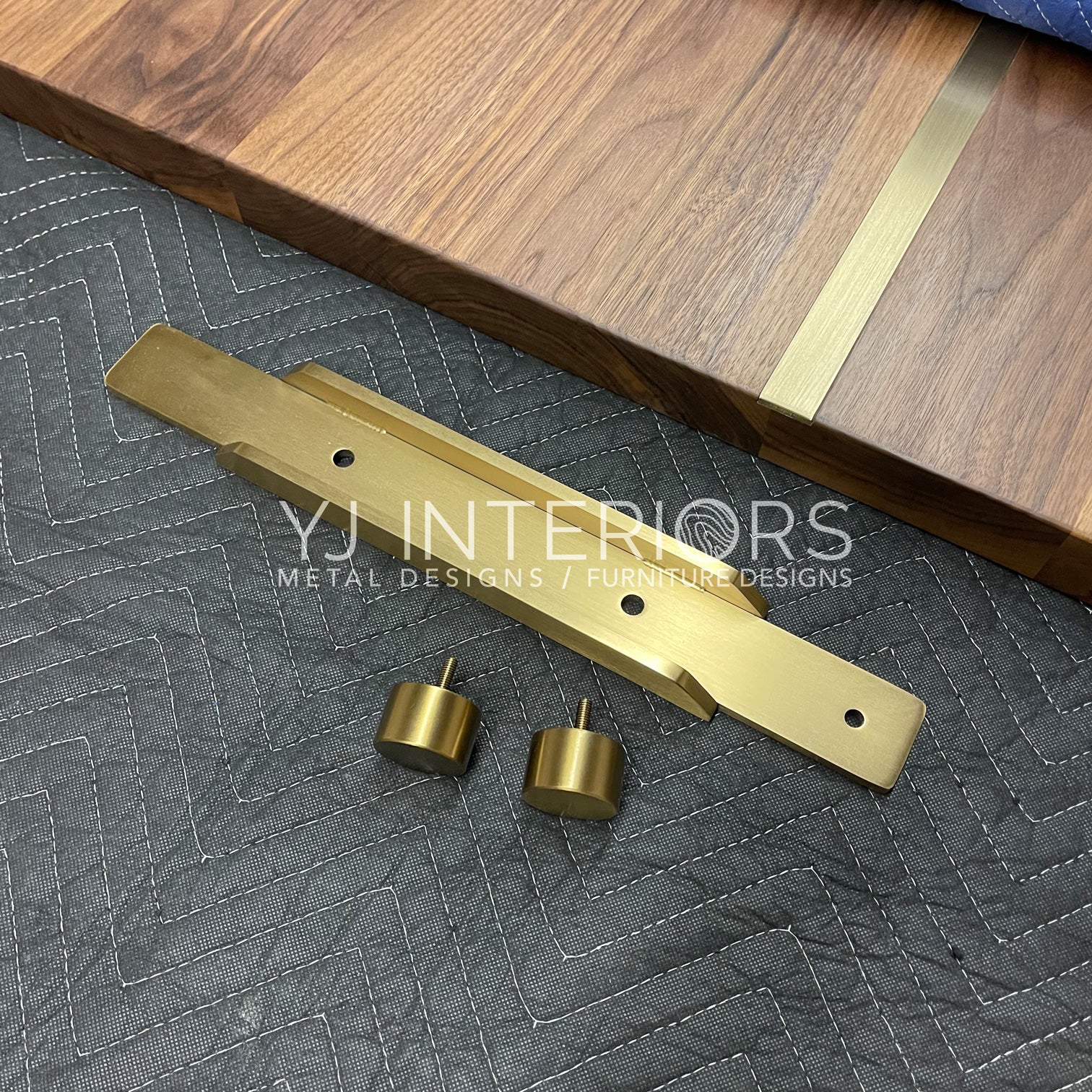 Black Walnut Brass Inlay Tunnel Table