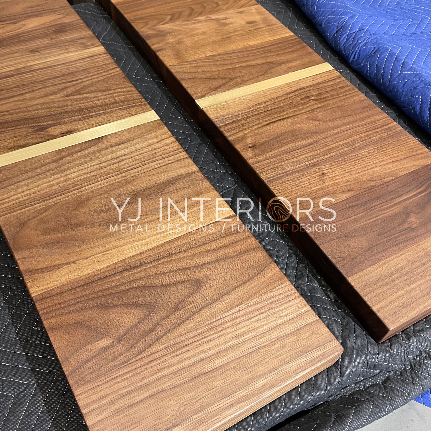 Black Walnut Brass Inlay Tunnel Table