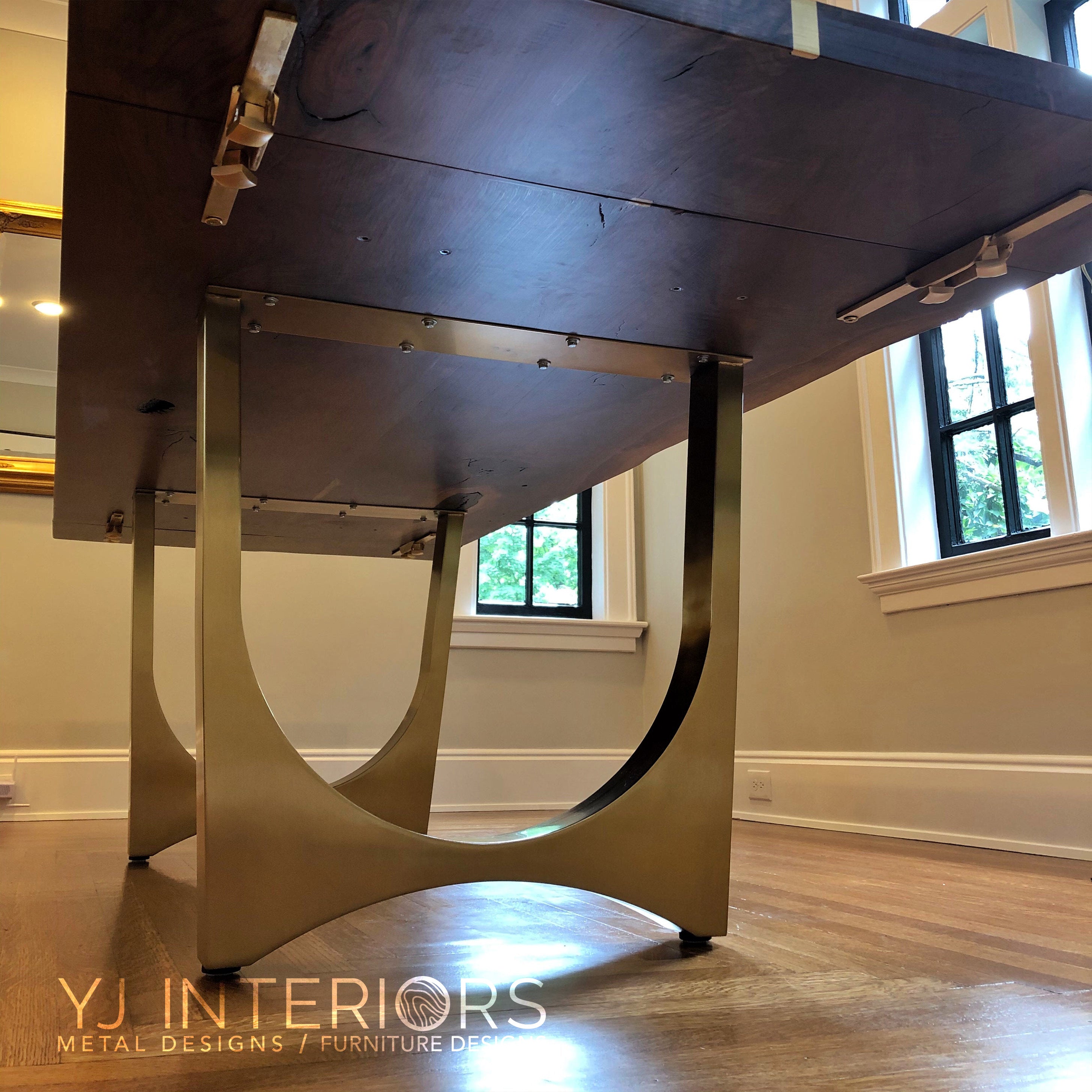 Black Walnut Brass Inlay Tunnel Table