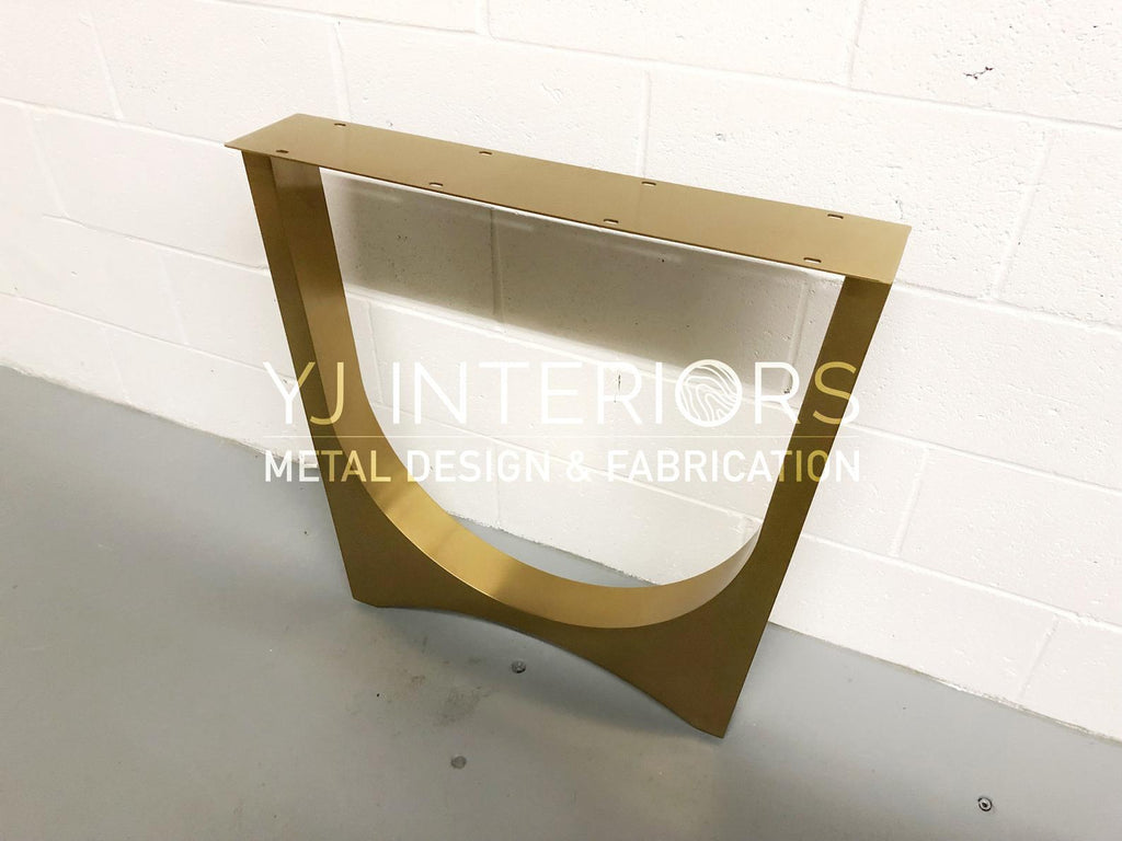 The Tunnel Trapezoid 2.0 Brushed Brass Finish Metal Legs