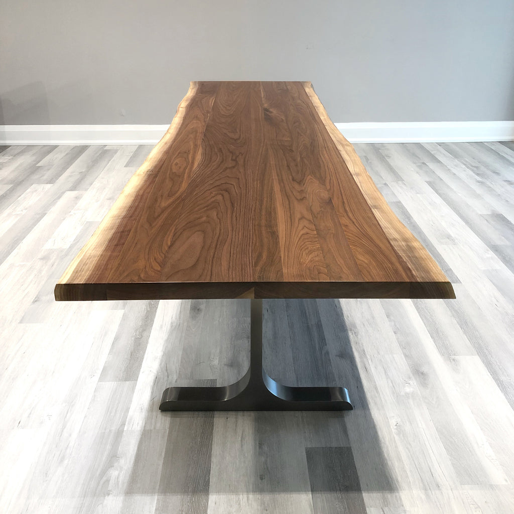 Live Edge Black Walnut Table with Blackened T Legs