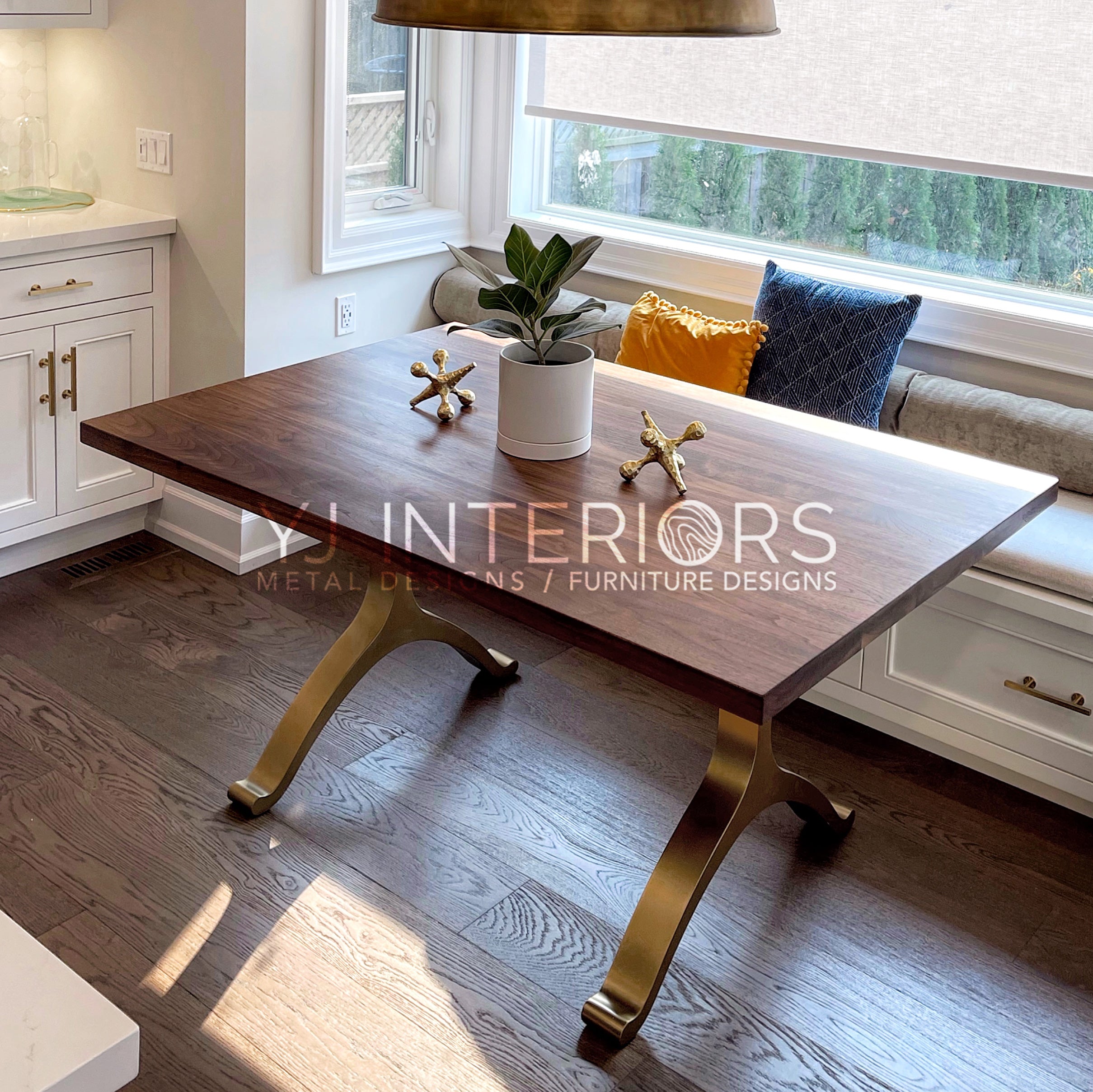 bronze walnut wishbone dining table