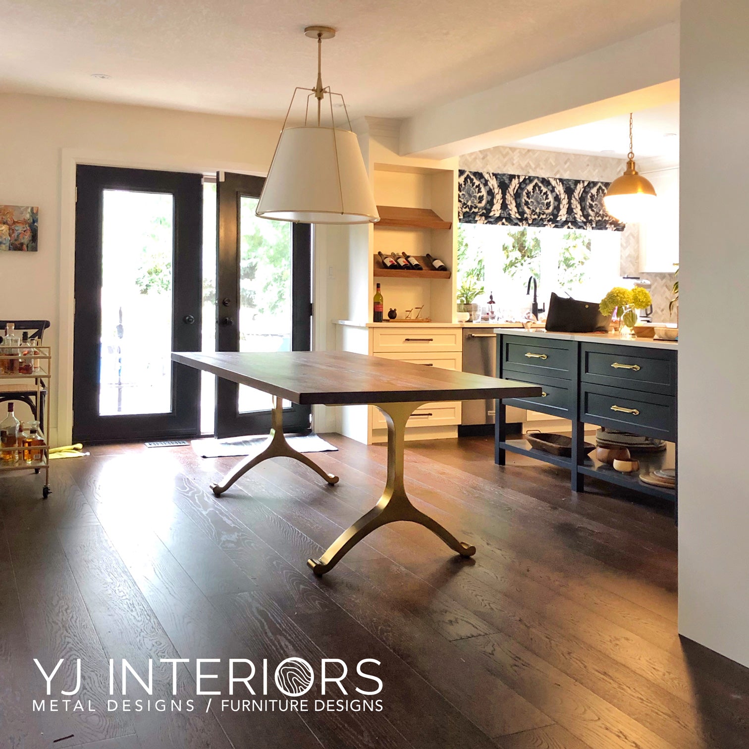 brass wishbone dining table