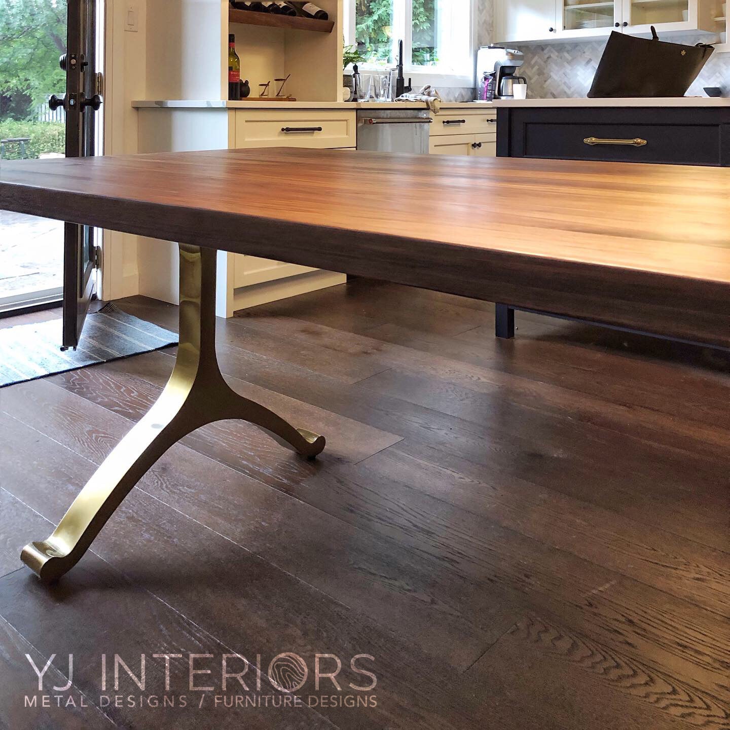 brass wishbone dining table
