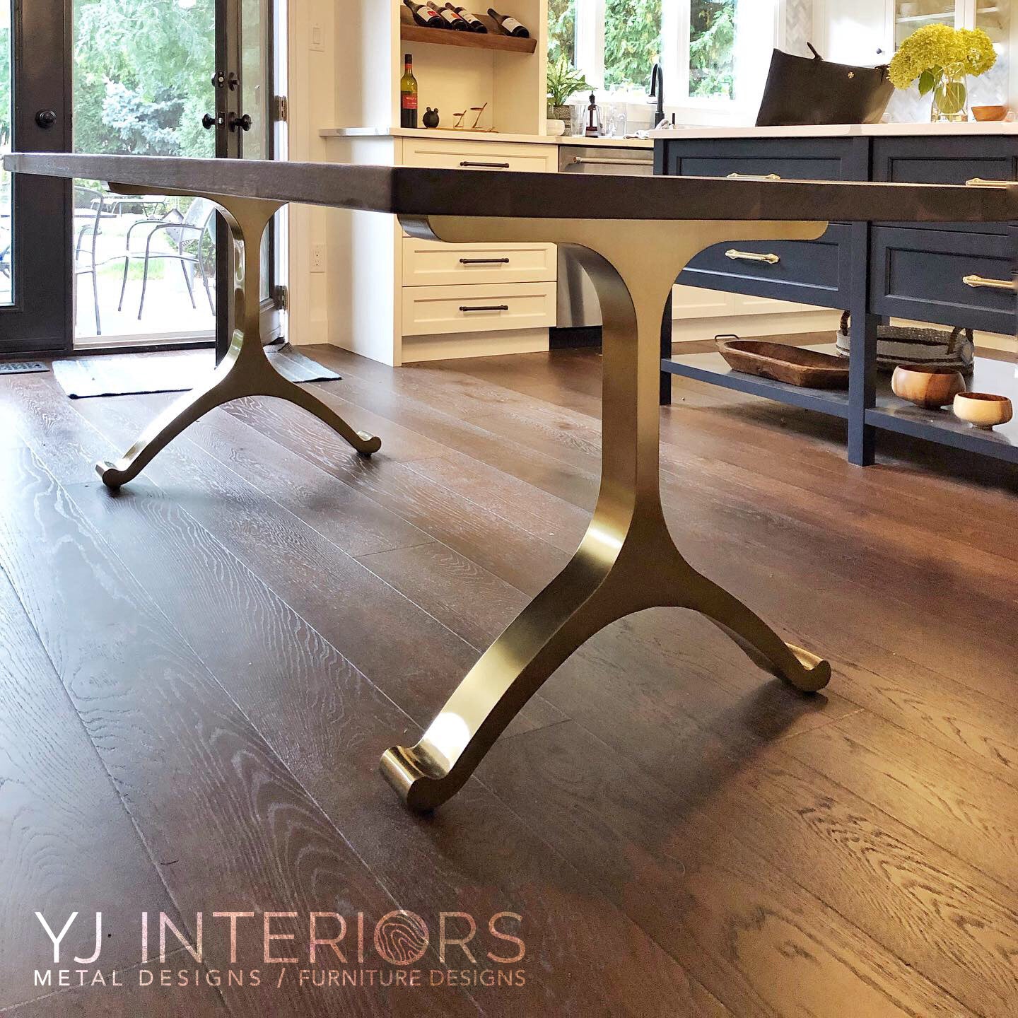 brass wishbone dining table
